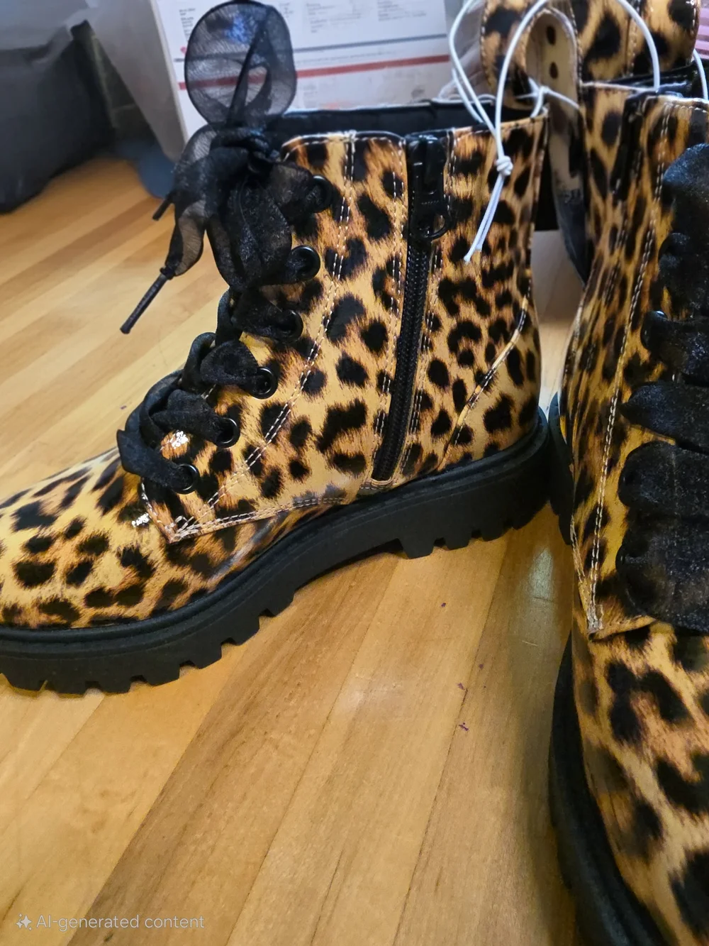 Target Kids Leopard-Print Lace-Up Ankle Boots